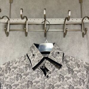 VTG Coogi Shirt Men L Gray Luxe Paisley Geometric Casual Hip Hop Floral Hawaiian